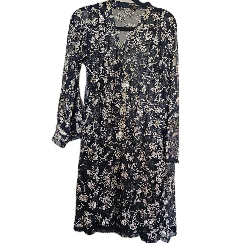 Ayesha Elahi Black Gold Kameez Trouser Dupatta Medium Pakistani Pit To Pit 20 In